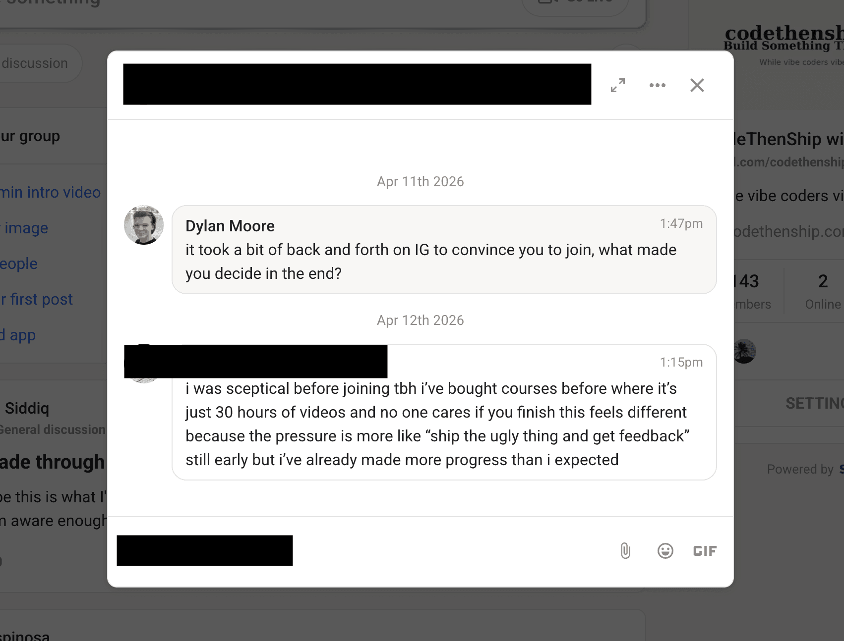 CodeThenShip social proof screenshot 5