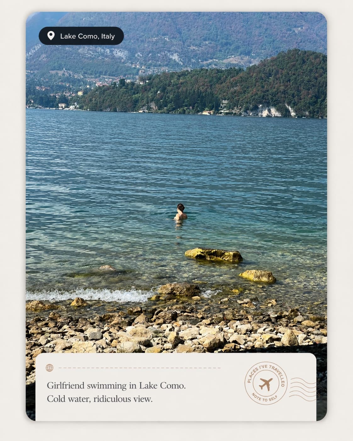 A swim in Lake Como, Italy