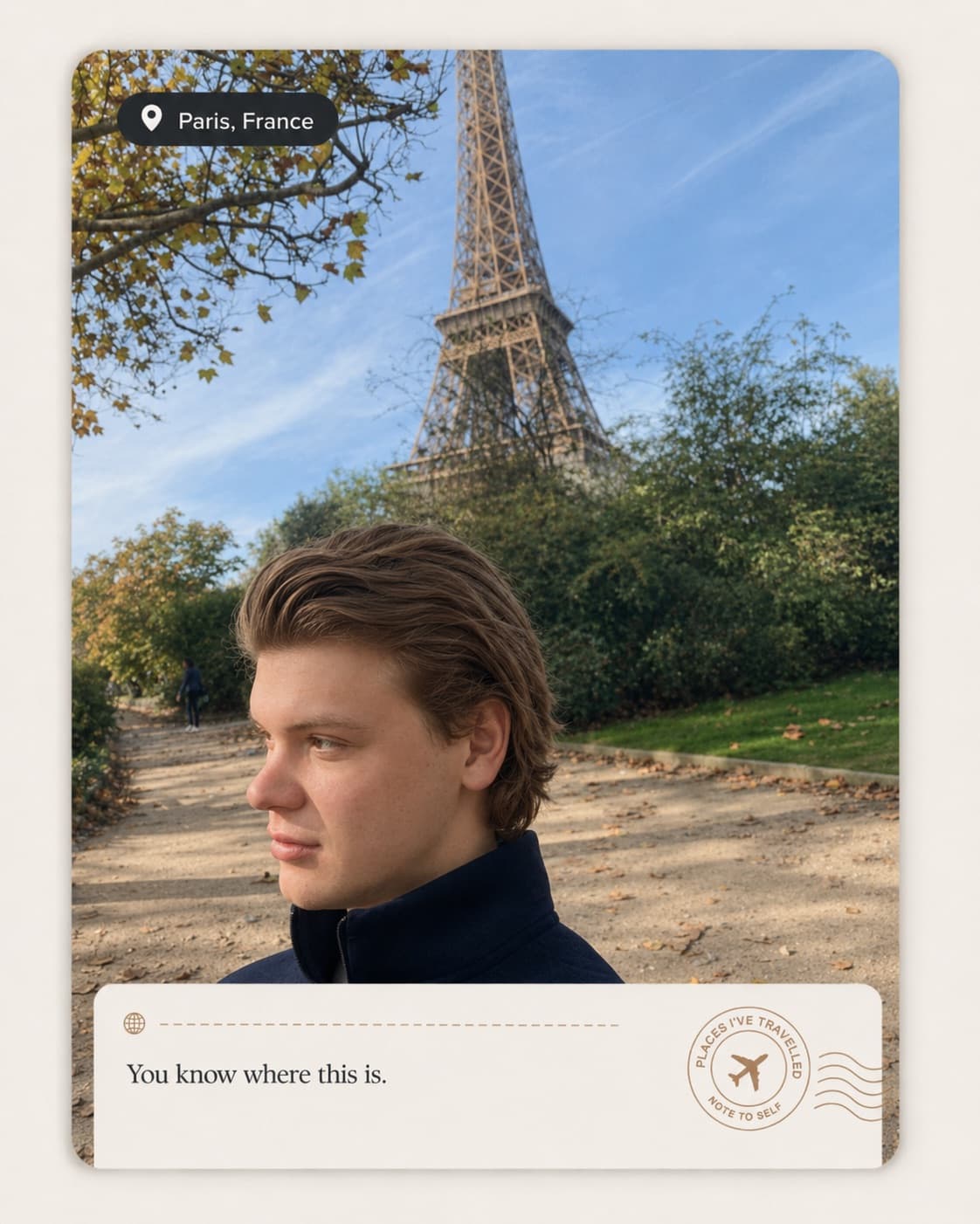 Dylan in front of the Eiffel Tower in Paris, France