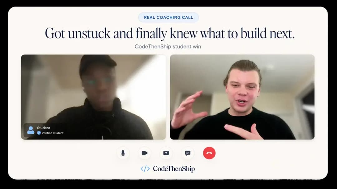 Coaching call still: a member who got unstuck and knew what to build next